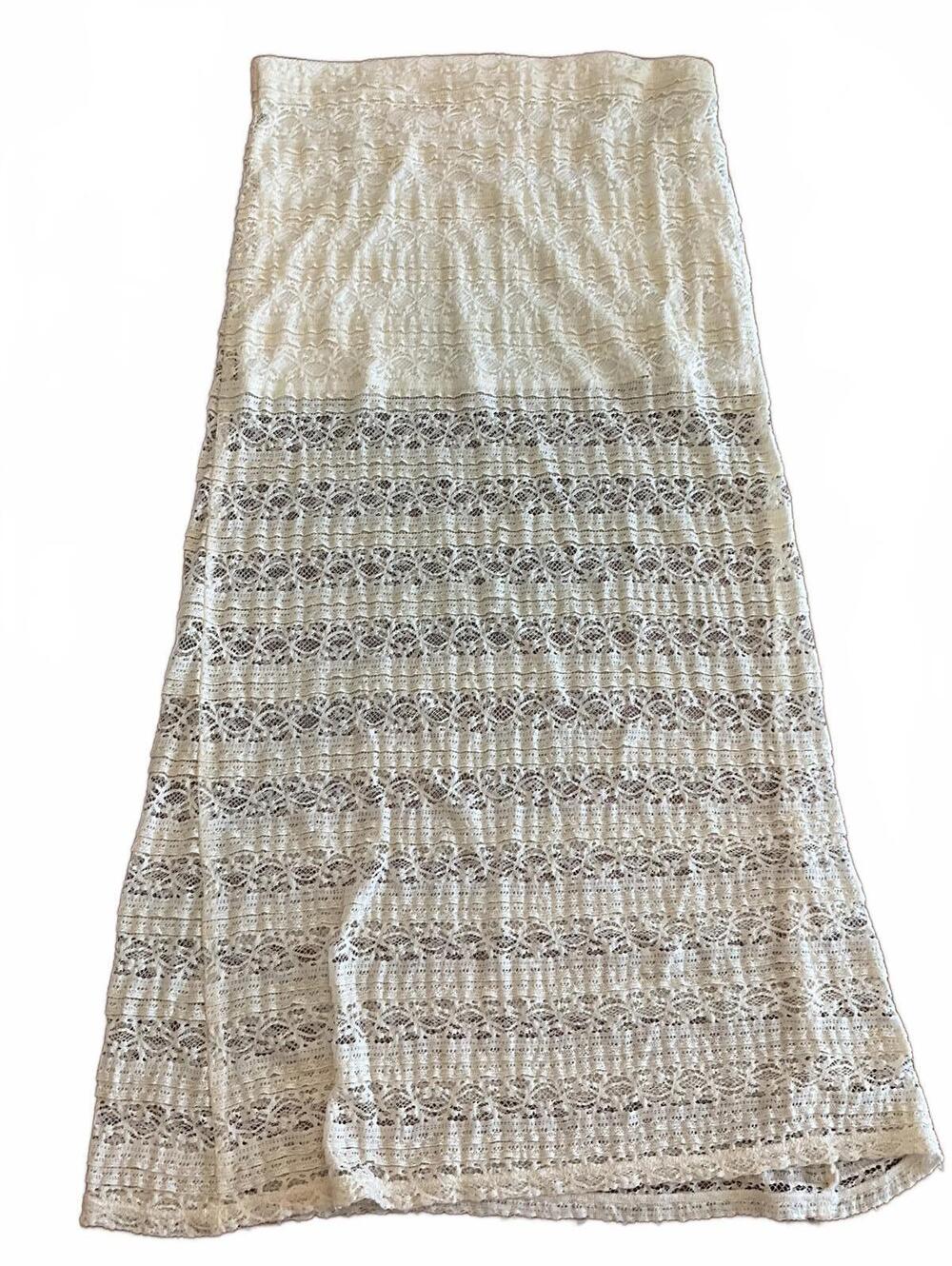 Ecru Lace Sheer Maxi Skirt - Picture 4 of 7